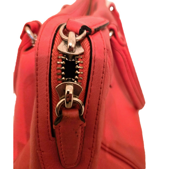 Coach 23574 LEGACY HALEY SATCHEL-Doctor LEATHER In Bright Coral & Silver - Picture 4 of 13